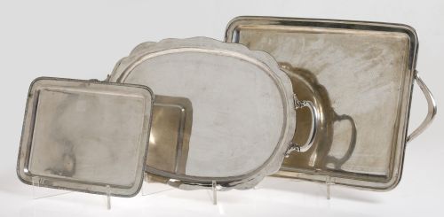 Bandeja de plata con asas ley 925, México, S. XX