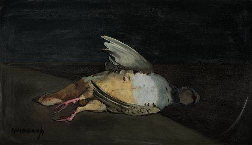 RAFAEL DURANCAMPS, "Perdiz", Óleo sobre tabla