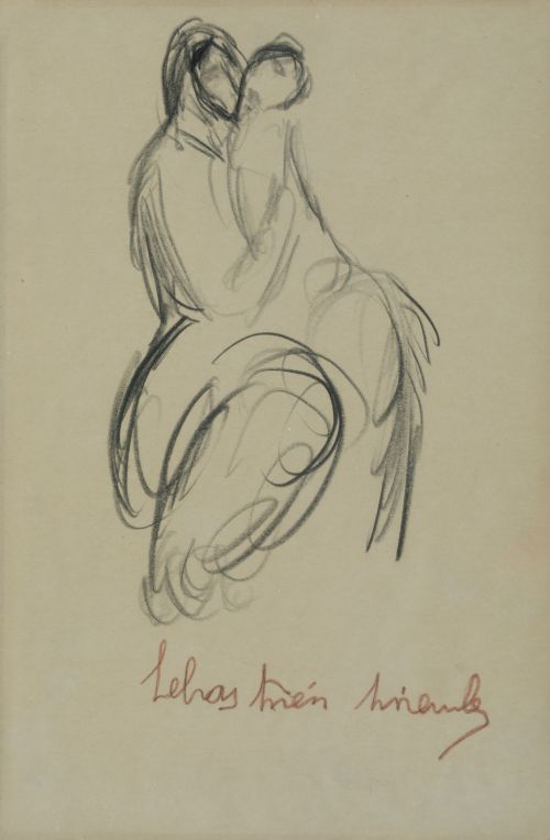 SEBASTIAN MIRANDA, "Maternidad", Grafito sobre papel