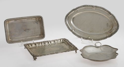 Dos bandejas de plata contratada, ley 916, España, S.XX