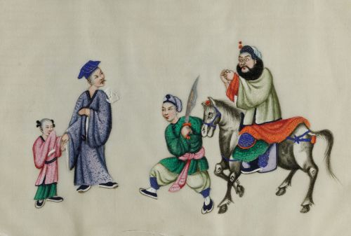 ESCUELA CHINA , Álbum de papeles de arroz representando dif