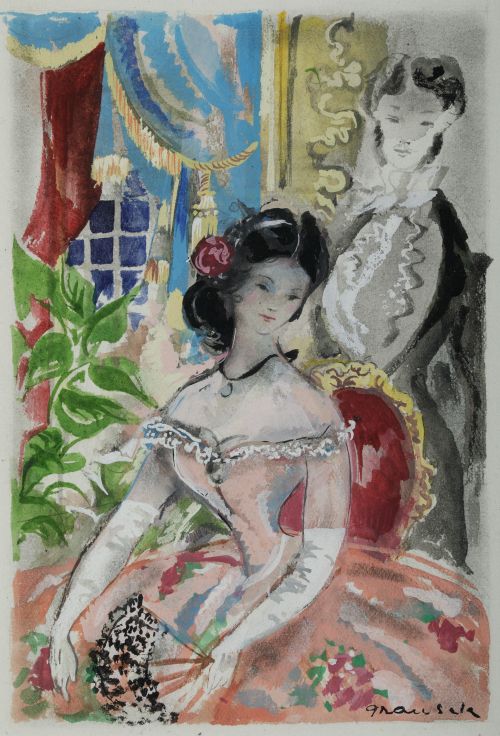 EMILIO GRAU SALA, “La recepción”, 1945, Acuarela, gouache
