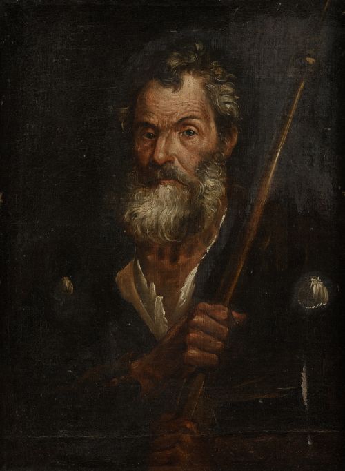  ESCUELA ITALIANA, "Santiago el Mayor", Óleo sobre lienzo.