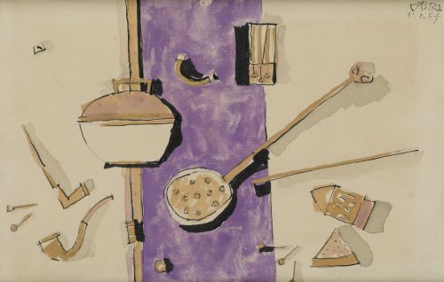 SERGIO DE CASTRO, “Naturaleza muerta”, 1954, Acuarela y láp