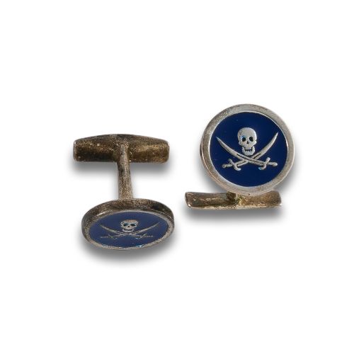 GEMELOS DE PLATA Y ESMALTE