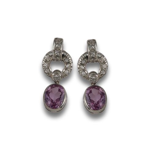 PENDIENTES DE PLATINO, ZAFIROS Y DIAMANTES