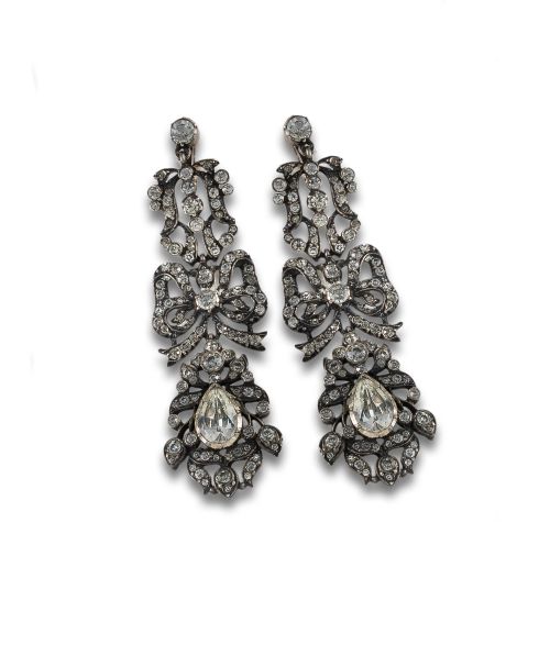 PENDIENTES ANTIGUOS PLATA ORO Y STRASS