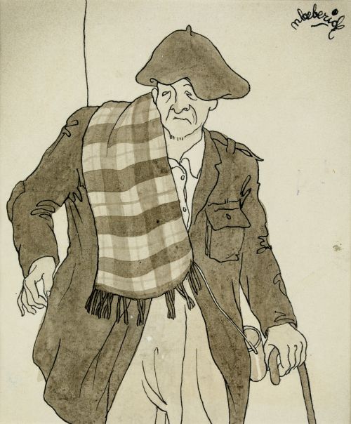 NORBERTO  BEBERIDE, "Personaje con boina", Tinta y aguada g