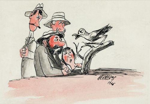 ENRIQUE HERREROS, "Extraño pájaro", 1946, Tinta y acurela s