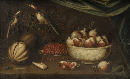 BLAS DE LEDESMA, "Naturaleza muerta con frutas y aves", Óle