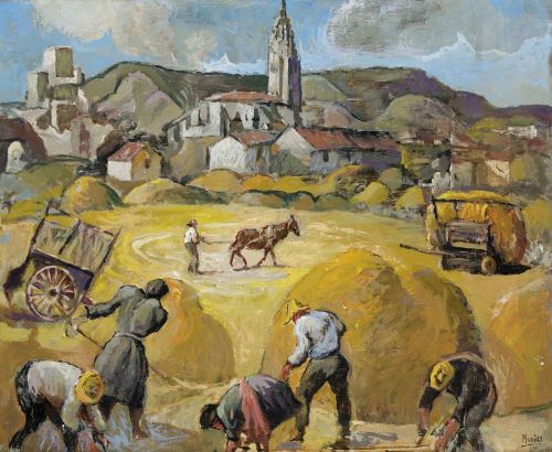 ISIDRO LÓPEZ MURIAS, "Las Eras de Ampudia", Óleo sobre lien