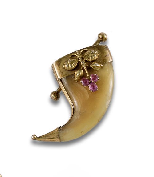 ALFILER DE ORO CON GARRA DE FELINO