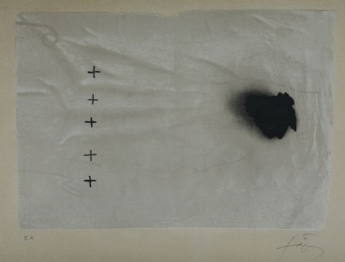 ANTONI TÀPIES, "Cinc creus", 1981, Litografía sobre papel