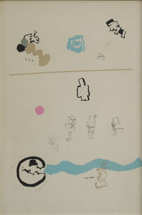 MANUEL HERNÁNDEZ MOMPÓ, "Nunca solo", 1968, Litografía sobr