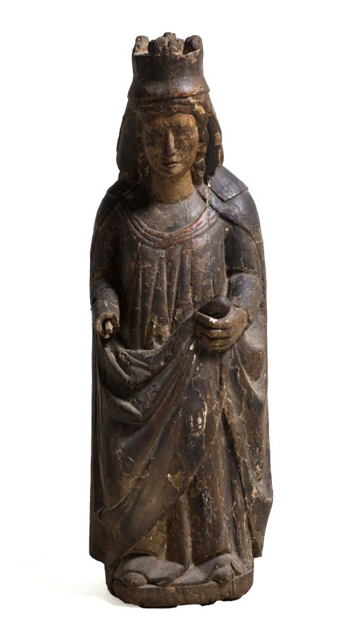 ESCUELA ARAGONESA, "Virgen María", Antigua talla de madera 