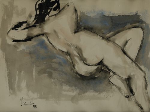 MANUEL  VIOLA, "Desnudo", 1950, Tintas sobre papel