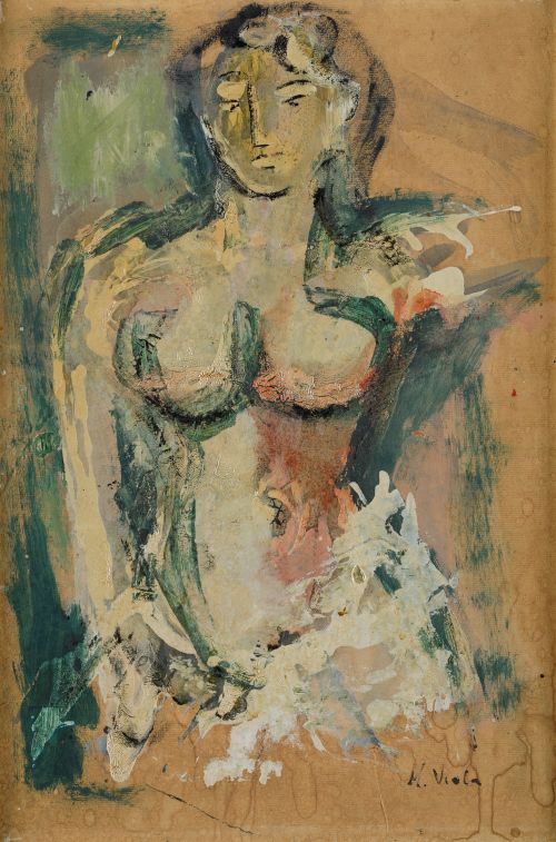 MANUEL  VIOLA, "Desnudo femenino", Tecnica mixta sobre pape