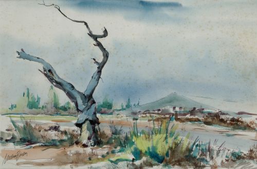 ANTONIO MEDINA BARDON, "Paisaje", Acuarela sobre papel 