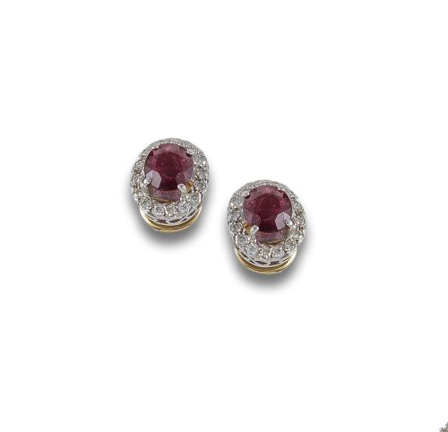 PENDIENTES DE ORO CON RUBIES Y DIAMANTES
