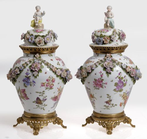 Pareja de jarrones "potpourri", posiblemente alemanes, S.XX