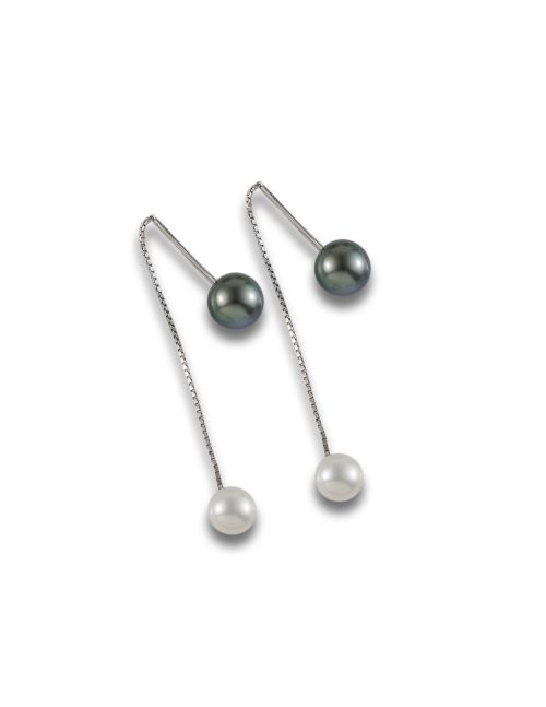 PENDIENTES DE ORO CON DIAMANTES Y PERLA DE LOS MARES DEL SUR