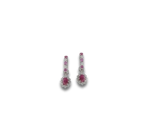 PENDIENTES EN ORO CON RUBIES Y DIAMANTES