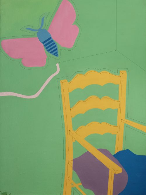 EDUARDO ÚRCULO, "Silla con mariposa", 1968, Acrílico sobre 