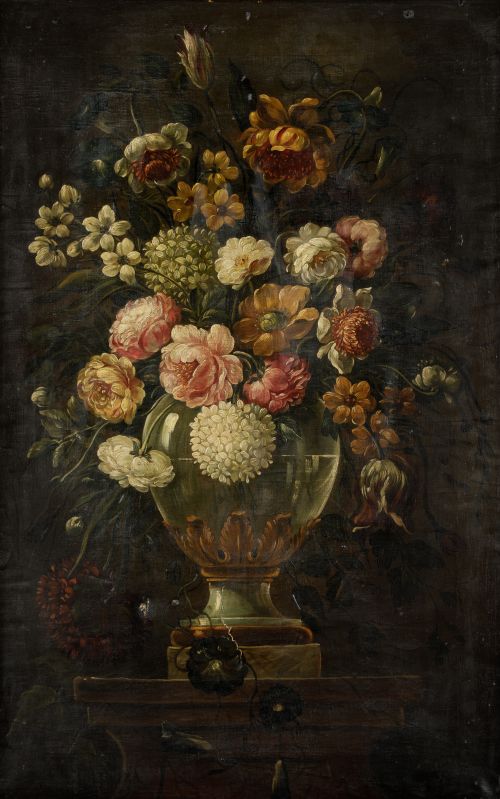 ANÓNIMO, "Pareja de floreros", Dos óleo sobre lienzo