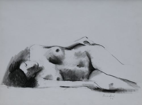 CARLOS PRADAL, "Desnudo femenino", 1974, Carboncillo sobre 