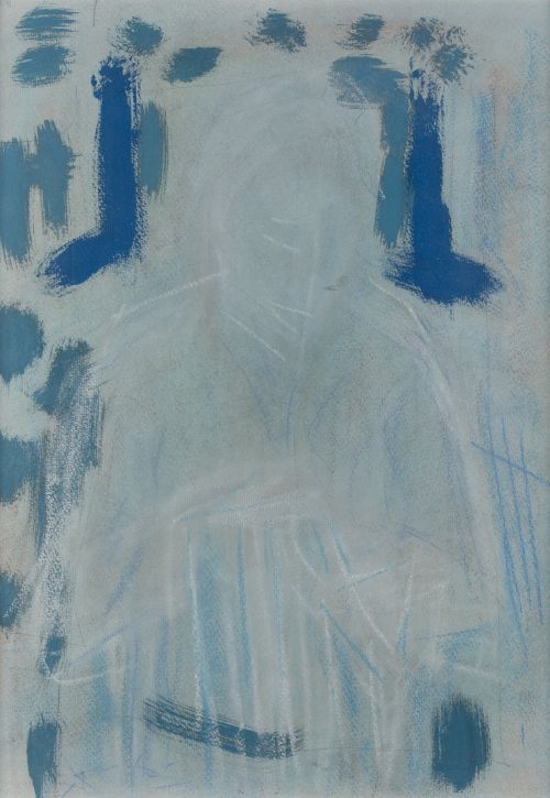 PEDRO GASTÓ VILANOVA, "Hombre azul", Técnica mixta sobre pa