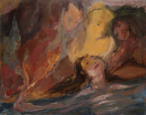 MARIANO  PELAEZ LANGA, "Muchos la contemplan", Óleo sobre l