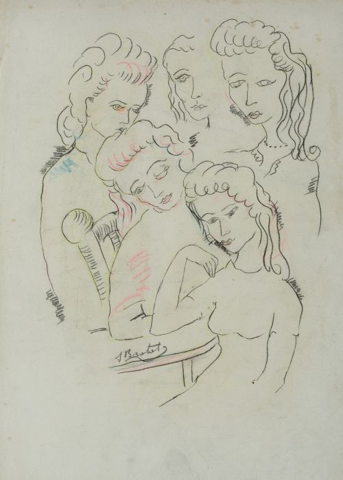 JOAN BROTAT, "Grupo de mujeres", Ceras sobre papel