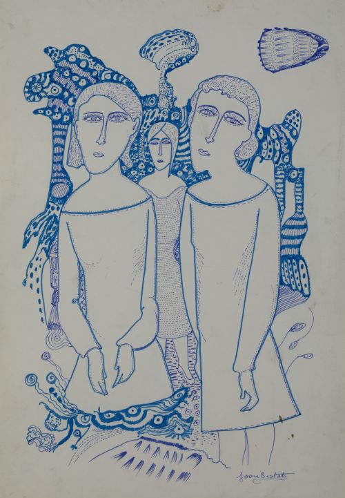 JOAN BROTAT, "Tres mujeres", Rotuladores sobre papel