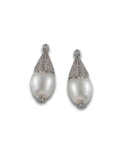 PENDIENTES CON PERLAS Y DIAMANTES
