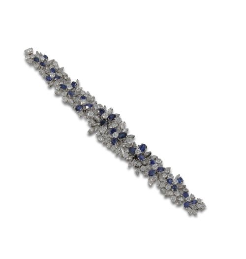 PULSERA DE PLATINO CON DIAMANTES Y ZAFIROS