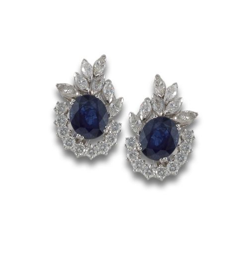 PENDIENTES CON ZAFIROS  Y DIAMANTES