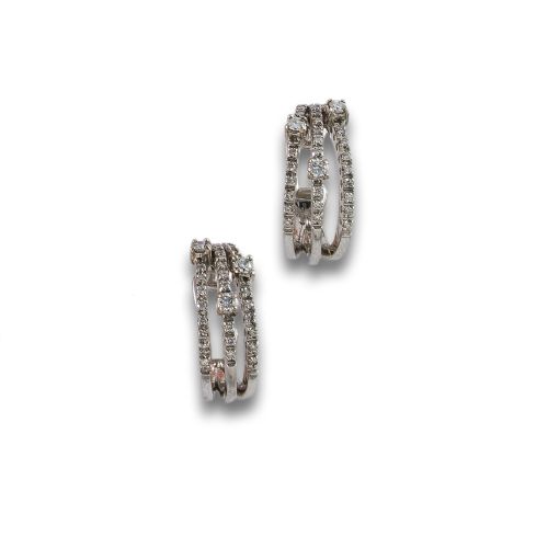 PENDIENTES CRIOLLAS DE ORO BLANCO Y DIAMANTES