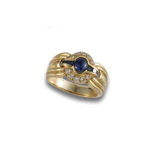 GOLD, SAPPHIRE AND DIAMONDS RING