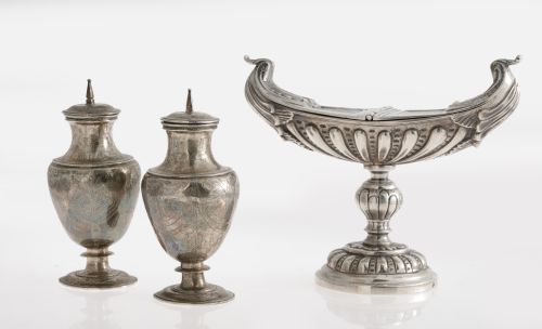 Pareja de crismeras de plata S.XVIII-XIX