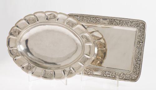 Fuente ovalada de plata mexicana ley 925, platero Maciel, S