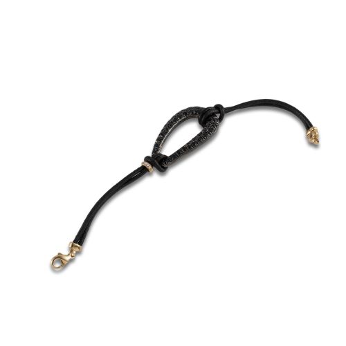 RABAT BRACELET MADE OF SILVER, GOLD, SPINELS AND LEATHER