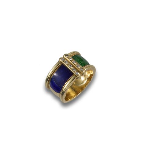 PERODRI RING IN GOLD, DIAMONDS AND ENAMELS.