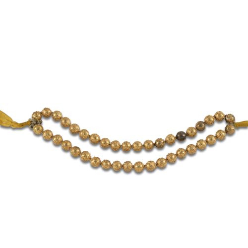 GOLD BALL BRACELET WITH YELLOW CORD