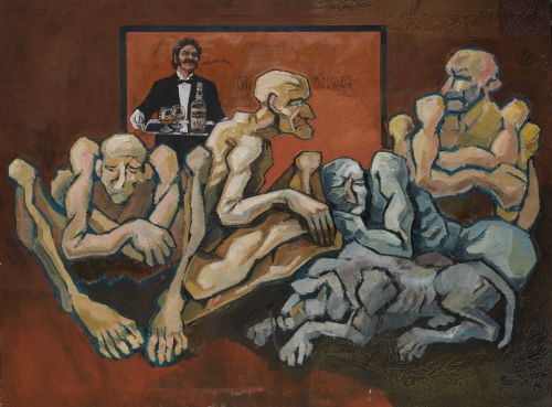 JUAN MARTÍN BOVEDA, "Bufonada", Óleo sobre lienzo