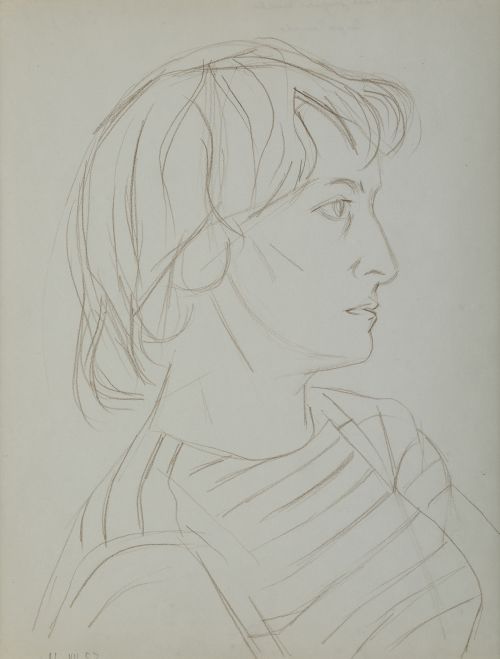 JOAQUÍN PEINADO VALLEJO, "Perfil de mujer", 1957, Lápiz sob