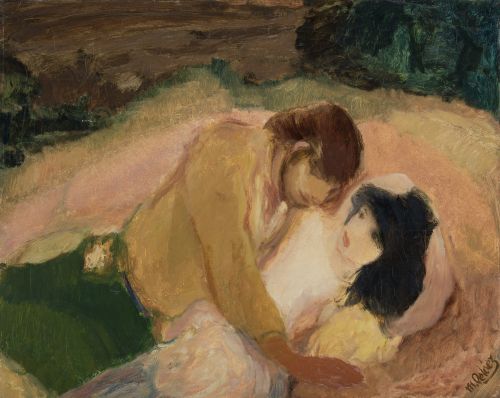 MARIANO  PELAEZ LANGA, "Pareja", Óleo sobre lienzo