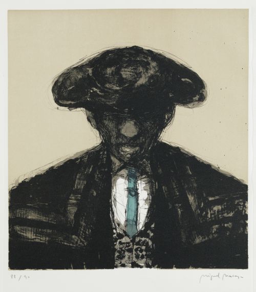 MIGUEL  MACAYA, "Corbata azul", Litografía sobre papel