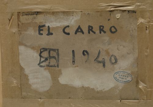 RICARDO BAROJA NESSI, "El carro", 1940, Óleo sobre cartón
