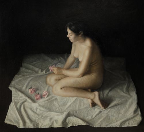 CRISTÓBAL TORAL, "Desnudo femenino", Óleo sobre lienzo