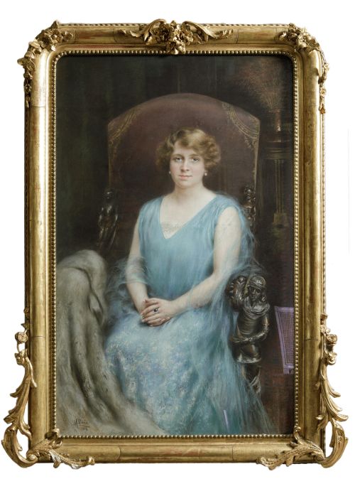 MAXIMINO PEÑA MUÑOZ, "Retrato de dama", 1928, Pastel sobre 